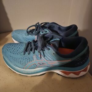 Asics Blue and Pink Athletic Shoes for Running